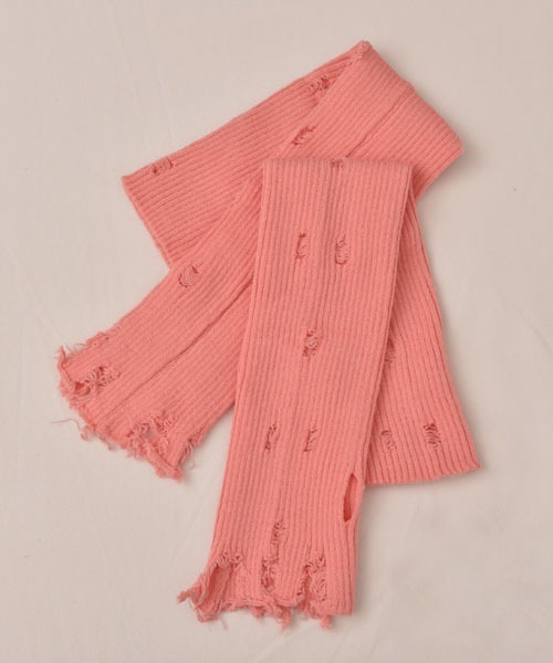 VIBGYOR Women（ヴィブジョー　ウィメン）の「【float】《推し活/推しカラー/メンカラ》無地 リブニット ダメージデザイン アームカバー /アームウォーマー【8色展開】（アームカバー・レディース・ブラック/グレー/ホワイト/ピンク/レッド/チャコール/パープル/イエロー・FREE）」の22枚目の写真