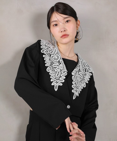 Kana(カナ)の「レース ビッグカラー ショート ジャケット ワイドパンツ ドレス 2点セット パーティードレス セットアップ オケージョンドレス 結婚式 お呼ばれ(パンツドレス・レディース・ブラック/ブラウン/ライトカーキ・M)」の10枚目の写真