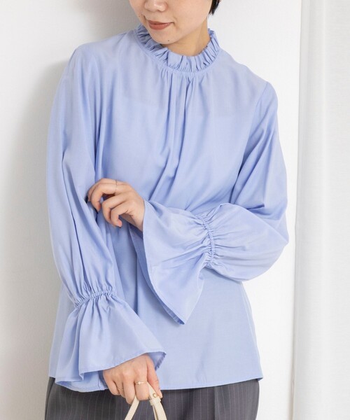 NOLLEY’S（ノーリーズ）の「ウォッシャブル襟フリルプルオーバーブラウス（シャツ/ブラウス・レディース・サックスブルー/ホワイト・38）」の7枚目の写真