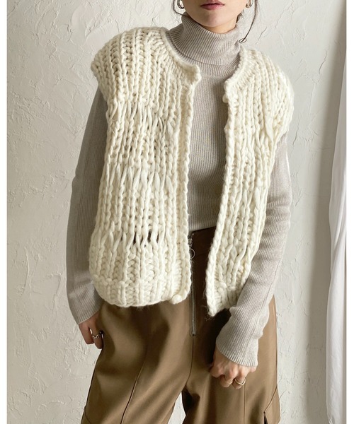 手編みフェルトニットベスト フェローズ ネパール製 ハンドメイド ニットベスト - TRAVIS