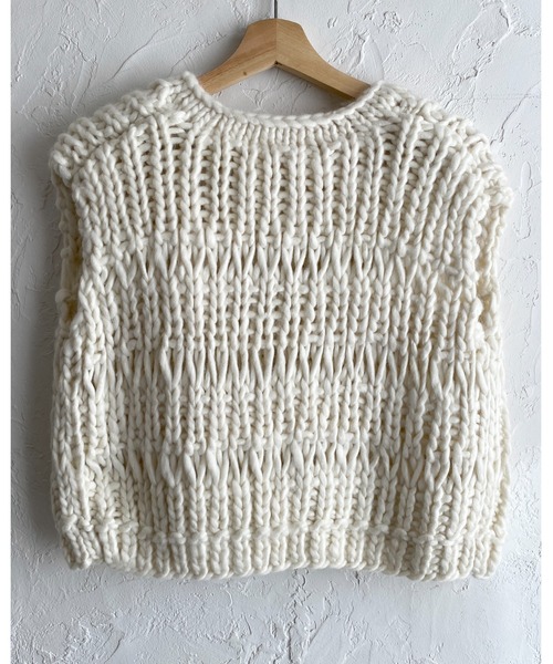セール】ローゲージざっくり手編みハンドニットベスト（ベスト