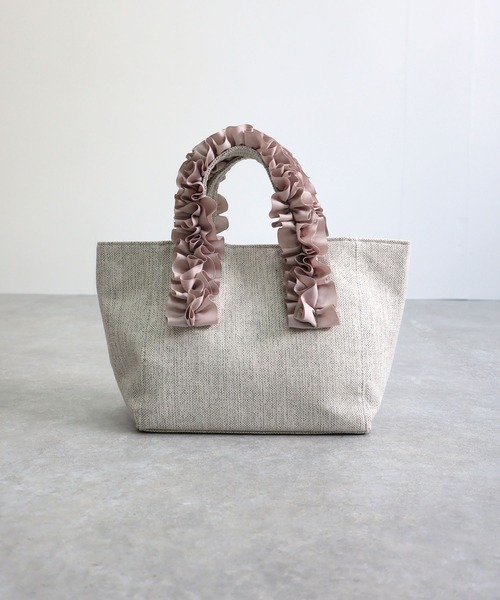 T・S・L(ティーエスエル)の「ハンドルフリルミニトートバッグ(トートバッグ・レディース・ブラック/ピンクベージュ/サックスブルー・FREE)」の4枚目の写真