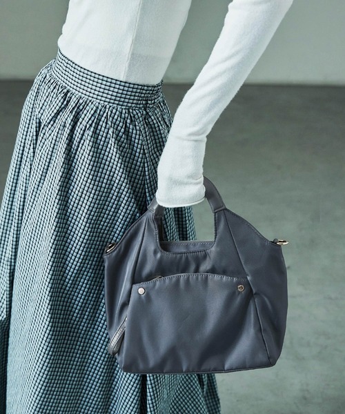 Fashion Letter（ファッションレター）の「6ポケット 2wayくり手ミニトートバッグ（ショルダーバッグ・レディース・チャコールグレー/ブルーグリーン/グレイッシュベージュ/ブラック・FREE）」の21枚目の写真