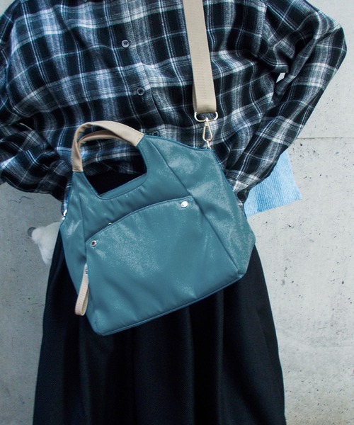 Fashion Letter（ファッションレター）の「6ポケット 2wayくり手ミニトートバッグ（ショルダーバッグ・レディース・チャコールグレー/ブルーグリーン/グレイッシュベージュ/ブラック・FREE）」の17枚目の写真