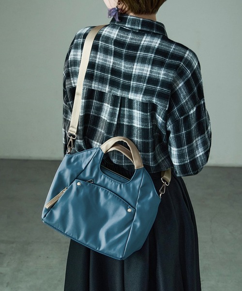 Fashion Letter（ファッションレター）の「6ポケット 2wayくり手ミニトートバッグ（ショルダーバッグ・レディース・チャコールグレー/ブルーグリーン/グレイッシュベージュ/ブラック・FREE）」の14枚目の写真