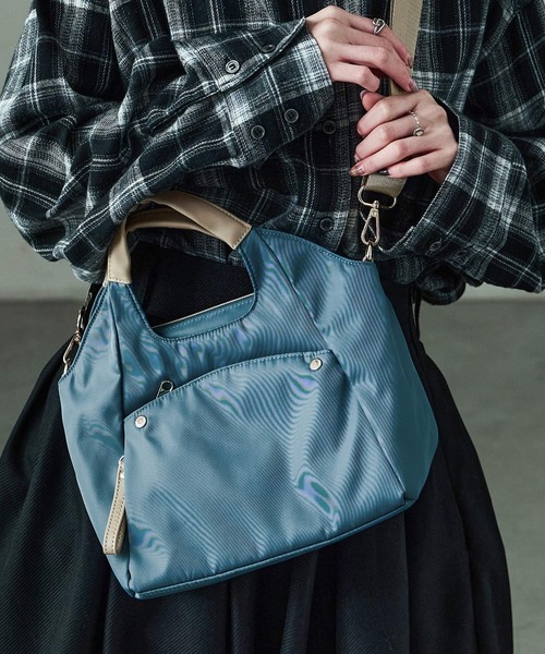 Fashion Letter（ファッションレター）の「6ポケット 2wayくり手ミニトートバッグ（ショルダーバッグ・レディース・チャコールグレー/ブルーグリーン/グレイッシュベージュ/ブラック・FREE）」の13枚目の写真