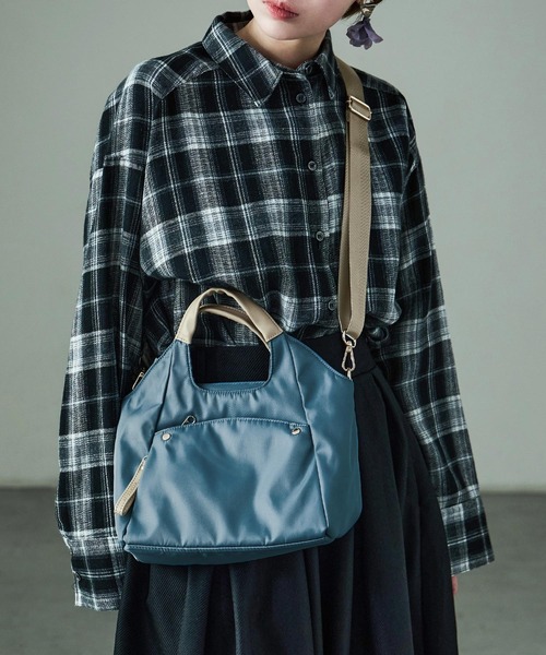 Fashion Letter（ファッションレター）の「6ポケット 2wayくり手ミニトートバッグ（ショルダーバッグ・レディース・チャコールグレー/ブルーグリーン/グレイッシュベージュ/ブラック・FREE）」の12枚目の写真