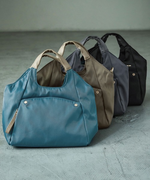 Fashion Letter（ファッションレター）の「6ポケット 2wayくり手ミニトートバッグ（ショルダーバッグ・レディース・チャコールグレー/ブルーグリーン/グレイッシュベージュ/ブラック・FREE）」の10枚目の写真