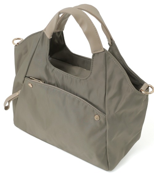 Fashion Letter（ファッションレター）の「6ポケット 2wayくり手ミニトートバッグ（ショルダーバッグ・レディース・チャコールグレー/ブルーグリーン/グレイッシュベージュ/ブラック・FREE）」の9枚目の写真