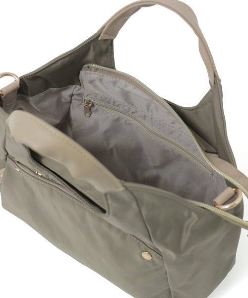 Fashion Letter（ファッションレター）の「6ポケット 2wayくり手ミニトートバッグ（ショルダーバッグ・レディース・チャコールグレー/ブルーグリーン/グレイッシュベージュ/ブラック・FREE）」の6枚目の写真