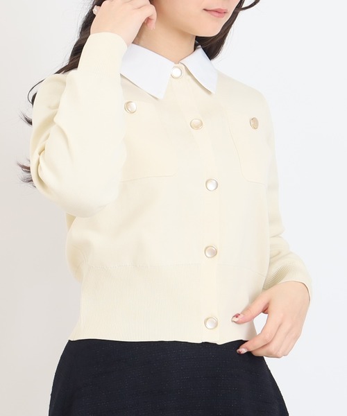 TRUDEA（トルディア）の「【300日着られるニット/洗える/多機能素材】2wayカラースポンディッシュカーディガン（カーディガン/ボレロ・レディース・ネイビー/レッド/アイボリー・MEDIUM/LARGE）」の2枚目の写真