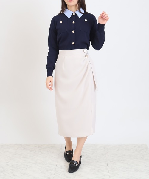 TRUDEA（トルディア）の「【300日着られるニット/洗える/多機能素材】2wayカラースポンディッシュカーディガン（カーディガン/ボレロ・レディース・ネイビー/レッド/アイボリー・MEDIUM/LARGE）」の7枚目の写真