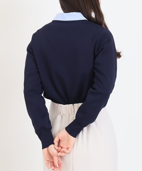 TRUDEA（トルディア）の「【300日着られるニット/洗える/多機能素材】2wayカラースポンディッシュカーディガン（カーディガン/ボレロ・レディース・ネイビー/レッド/アイボリー・MEDIUM/LARGE）」の5枚目の写真