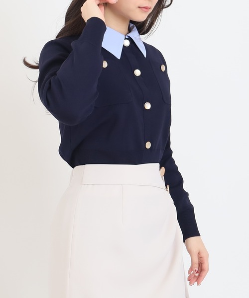 TRUDEA（トルディア）の「【300日着られるニット/洗える/多機能素材】2wayカラースポンディッシュカーディガン（カーディガン/ボレロ・レディース・ネイビー/レッド/アイボリー・MEDIUM/LARGE）」の6枚目の写真