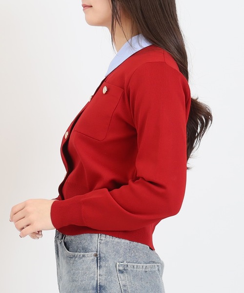 TRUDEA（トルディア）の「【300日着られるニット/洗える/多機能素材】2wayカラースポンディッシュカーディガン（カーディガン/ボレロ・レディース・ネイビー/レッド/アイボリー・MEDIUM/LARGE）」の8枚目の写真