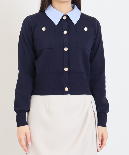 TRUDEA（トルディア）の「【300日着られるニット/洗える/多機能素材】2wayカラースポンディッシュカーディガン（カーディガン/ボレロ・レディース・ネイビー/レッド/アイボリー・MEDIUM/LARGE）」の14枚目の写真