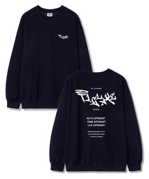 ムーブディフロント オーバーサイズ 裏毛 スウェットTシャツ ネイビー