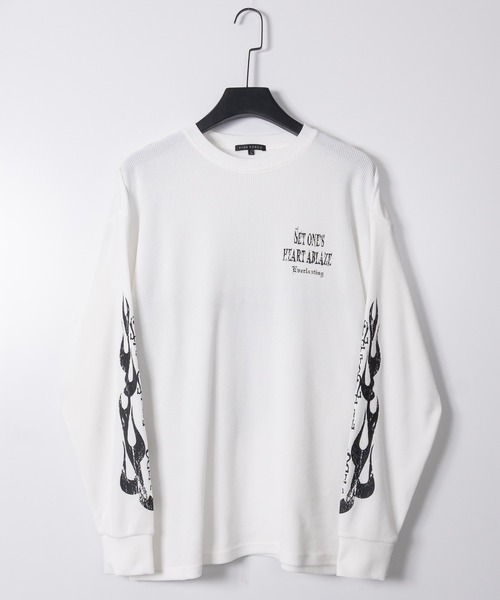 JOHN'S CLOSET(ジョンズクローゼット)の「【13】クロスモチーフ/エンジェルモチーフ ワッフル ロングスリーブTシャツ(Tシャツ/カットソー・メンズ・ホワイト系1/ホワイト系2/ブラック系1/ブラック系2・MEDIUM/LARGE)」の1枚目の写真