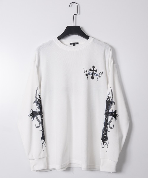 JOHN'S CLOSET(ジョンズクローゼット)の「【13】クロスモチーフ/エンジェルモチーフ ワッフル ロングスリーブTシャツ(Tシャツ/カットソー・メンズ・ホワイト系1/ホワイト系2/ブラック系1/ブラック系2・MEDIUM/LARGE)」の2枚目の写真