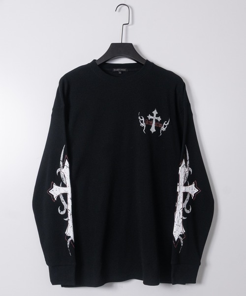 JOHN'S CLOSET(ジョンズクローゼット)の「【13】クロスモチーフ/エンジェルモチーフ ワッフル ロングスリーブTシャツ(Tシャツ/カットソー・メンズ・ホワイト系1/ホワイト系2/ブラック系1/ブラック系2・MEDIUM/LARGE)」の4枚目の写真
