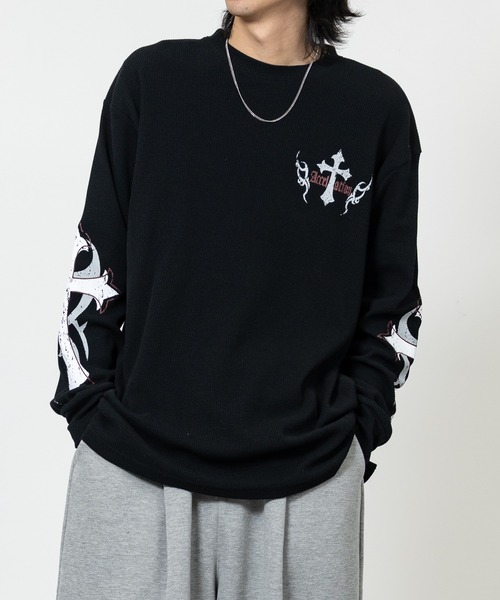 JOHN'S CLOSET(ジョンズクローゼット)の「【13】クロスモチーフ/エンジェルモチーフ ワッフル ロングスリーブTシャツ(Tシャツ/カットソー・メンズ・ホワイト系1/ホワイト系2/ブラック系1/ブラック系2・MEDIUM/LARGE)」の19枚目の写真