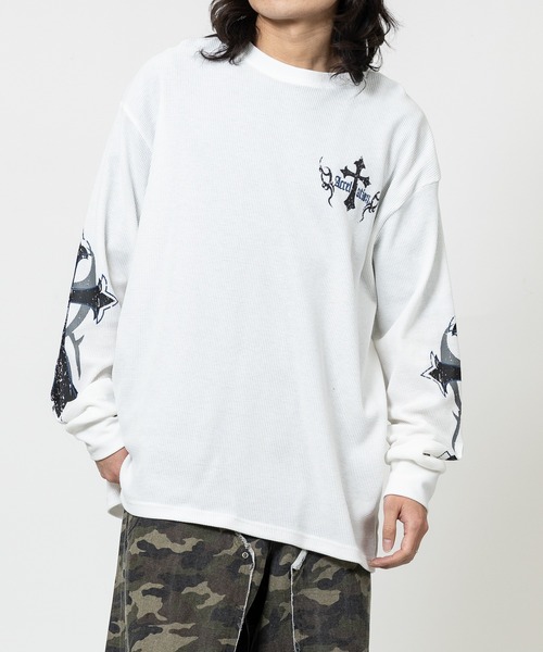 JOHN'S CLOSET(ジョンズクローゼット)の「【13】クロスモチーフ/エンジェルモチーフ ワッフル ロングスリーブTシャツ(Tシャツ/カットソー・メンズ・ホワイト系1/ホワイト系2/ブラック系1/ブラック系2・MEDIUM/LARGE)」の5枚目の写真