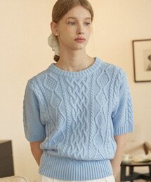 ジェインケーブルニット - スカイブルー