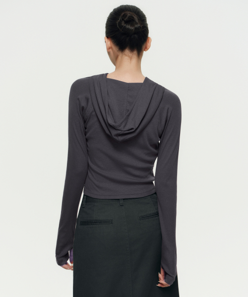MUSINSA STANDARD WOMAN（ムシンサスタンダードウーマン）の「ウィメンズリブスリムフード付き長袖Tシャツ[ダークグレー]（パーカー・レディース・その他・LARGE/MEDIUM/SMALL/X-SMALL/X-LARGE）」の11枚目の写真