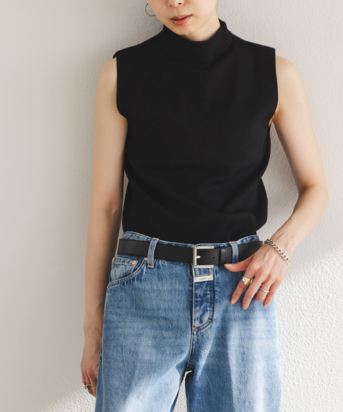 Noble（ノーブル）の「《追加》ボトルネックスリーブレスニット（ニット/セーター・レディース・ブラック/アイボリー/モカ・FREE）」の9枚目の写真