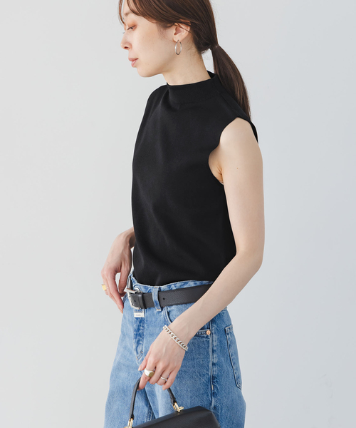 Noble（ノーブル）の「《追加》ボトルネックスリーブレスニット（ニット/セーター・レディース・ブラック/アイボリー/モカ・FREE）」の15枚目の写真