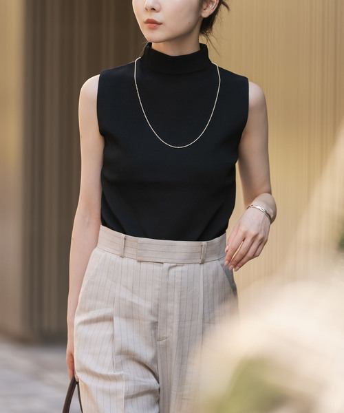 Noble（ノーブル）の「《追加》ボトルネックスリーブレスニット（ニット/セーター・レディース・ブラック/アイボリー/モカ・FREE）」の20枚目の写真