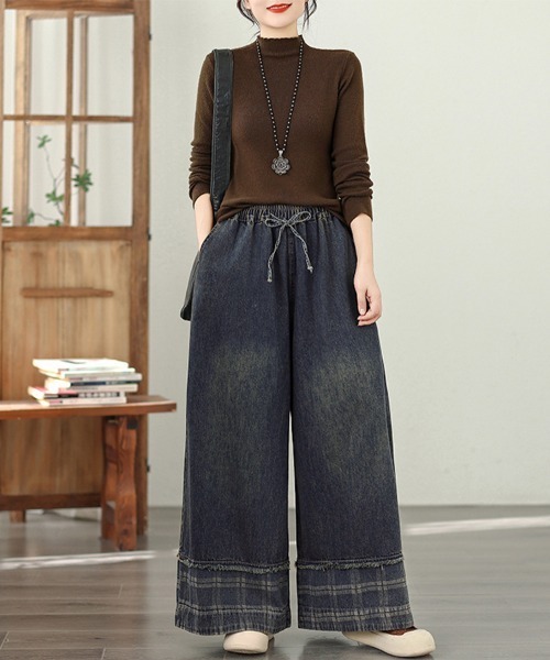ONEP STAR（ワンピスター）の「フリンジデザインワイドデニムパンツ（デニムパンツ・レディース・ダークブルー/ブルー・X-LARGE/LARGE/MEDIUM）」の17枚目の写真