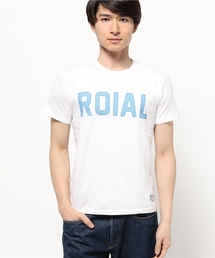RUGG / ROIAL（ロイアル） デニムパッチモチーフ フロントロゴプリント ユニセックスサイジング ボックスシルエット 半袖Tシャツカットソー