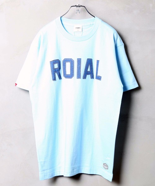 roial(ロイアル)の「RUGG / ROIAL(ロイアル) デニムパッチモチーフ フロントロゴプリント ユニセックスサイジング ボックスシルエット 半袖Tシャツカットソー(Tシャツ/カットソー・メンズ・ブラック/ホワイト×ブルー/ライトブルー/ホワイト×ネイビー・MEDIUM/SMALL/LARGE/X-LARGE)」の8枚目の写真