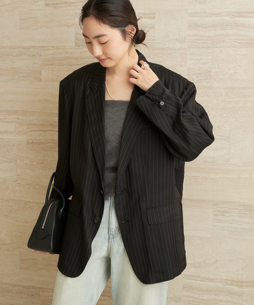 plage(プラージュ)の「JANE SMITH / ジェーンスミス WASHED CUPRO OVERSIZED 2B ジャケット(テーラードジャケット・レディース・ブラック・FREE)」の6枚目の写真