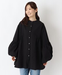 ポプリンバックティアードブラウス