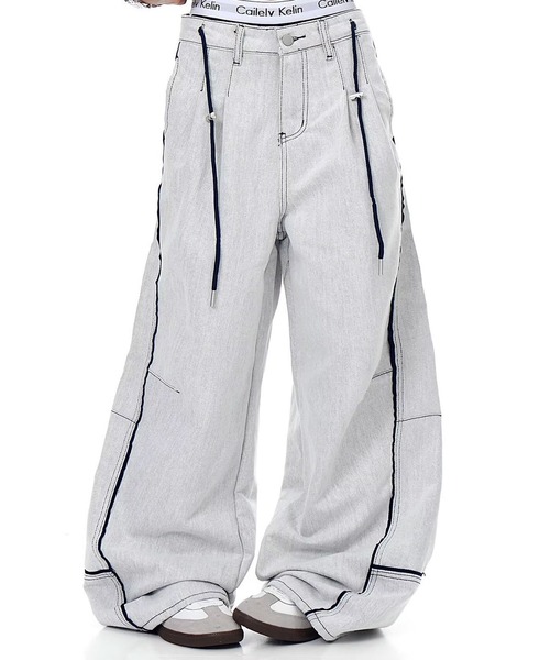 JOHNNY WOLF(ジョニーウルフ)の「HABLOG ワイド バギー バレル デニムパンツ(デニムパンツ・メンズ・ライトグレー・M/S/L)」の3枚目の写真