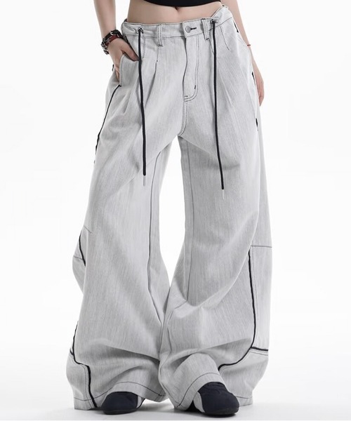JOHNNY WOLF(ジョニーウルフ)の「HABLOG ワイド バギー バレル デニムパンツ(デニムパンツ・メンズ・ライトグレー・M/S/L)」の4枚目の写真