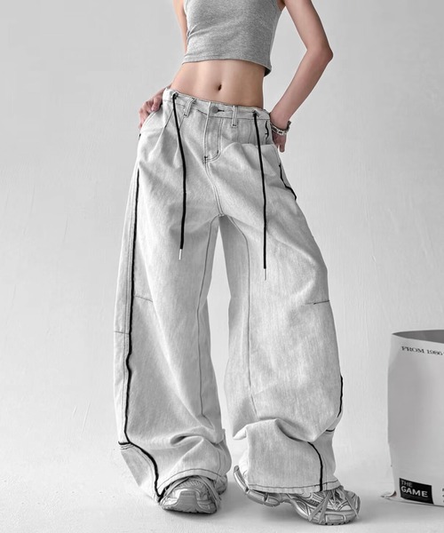 JOHNNY WOLF(ジョニーウルフ)の「HABLOG ワイド バギー バレル デニムパンツ(デニムパンツ・メンズ・ライトグレー・M/S/L)」の9枚目の写真