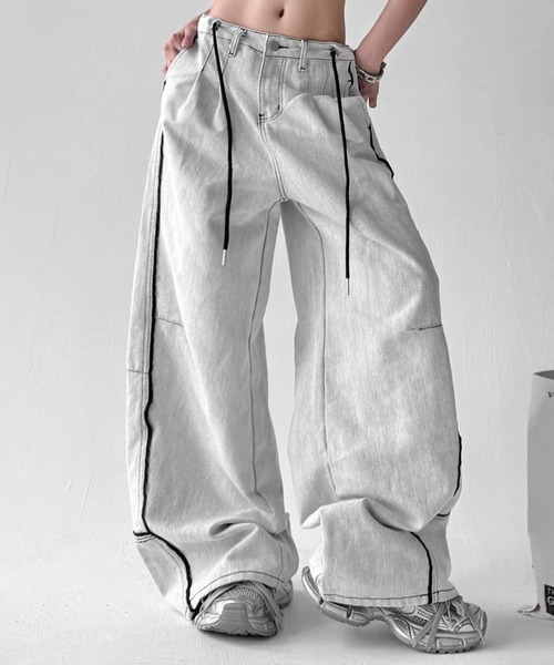 JOHNNY WOLF(ジョニーウルフ)の「HABLOG ワイド バギー バレル デニムパンツ(デニムパンツ・メンズ・ライトグレー・M/S/L)」の16枚目の写真