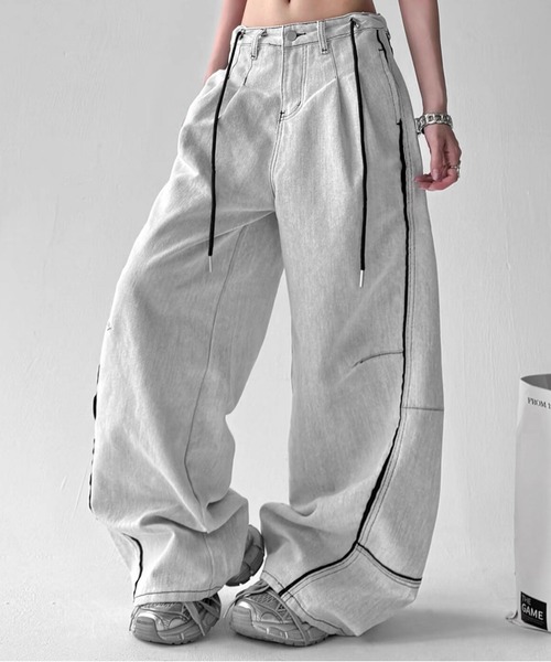 JOHNNY WOLF(ジョニーウルフ)の「HABLOG ワイド バギー バレル デニムパンツ(デニムパンツ・メンズ・ライトグレー・M/S/L)」の18枚目の写真