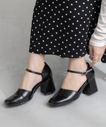 menue（メヌエ）の「スクエアトゥ 太めヒール アンクルストラップ パンプス（パンプス）」