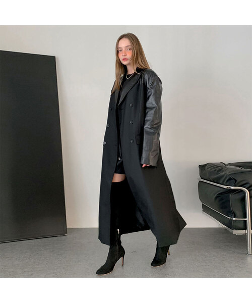 VASCARA(バスカラ)の「Overfit Black Double Long Jacket(トレンチコート・レディース・ブラック・FREE)」の1枚目の写真
