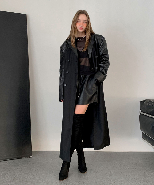 VASCARA(バスカラ)の「Overfit Black Double Long Jacket(トレンチコート・レディース・ブラック・FREE)」の2枚目の写真