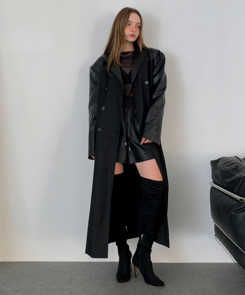 VASCARA(バスカラ)の「Overfit Black Double Long Jacket(トレンチコート・レディース・ブラック・FREE)」の3枚目の写真