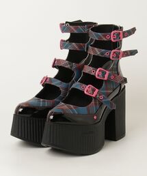 YOSUKE（ヨースケ）の「ヨースケYOSUKEウィメンズ厚底４ストラップバックファスナースプリットチャンキーソールショートブーツ2601186（ブーツ）」