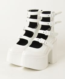 YOSUKE（ヨースケ）の「ヨースケYOSUKEウィメンズ厚底４ストラップバックファスナースプリットチャンキーソールショートブーツ2601186（ブーツ）」