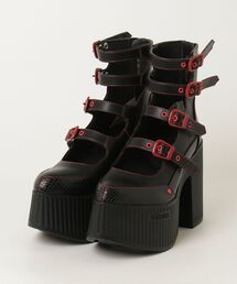 YOSUKE（ヨースケ）の「ヨースケYOSUKEウィメンズ厚底４ストラップバックファスナースプリットチャンキーソールショートブーツ2601186（ブーツ）」