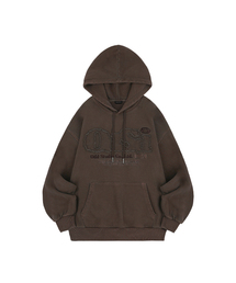 ODD STUDIO（オッドスタジオ）の「ODSD ピグメントダメージオーバーサイズフードパーカー - ブラウン（パーカー）」