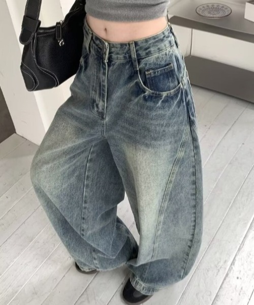 yuue' ( wear )（ユーイ）の「カーブワイドデニムパンツ/ユニセックス（デニムパンツ・レディース・ブルー・S/M/L）」の13枚目の写真